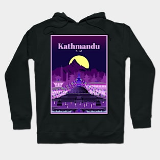 Kathmandu Nepal Vintage Travel and Tourism Everest Advertising Print Hoodie